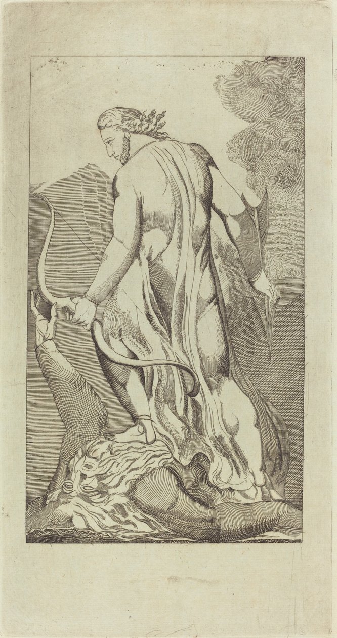 Cristo pisoteando Satanás de Thomas Butts, Jr. after William Blake