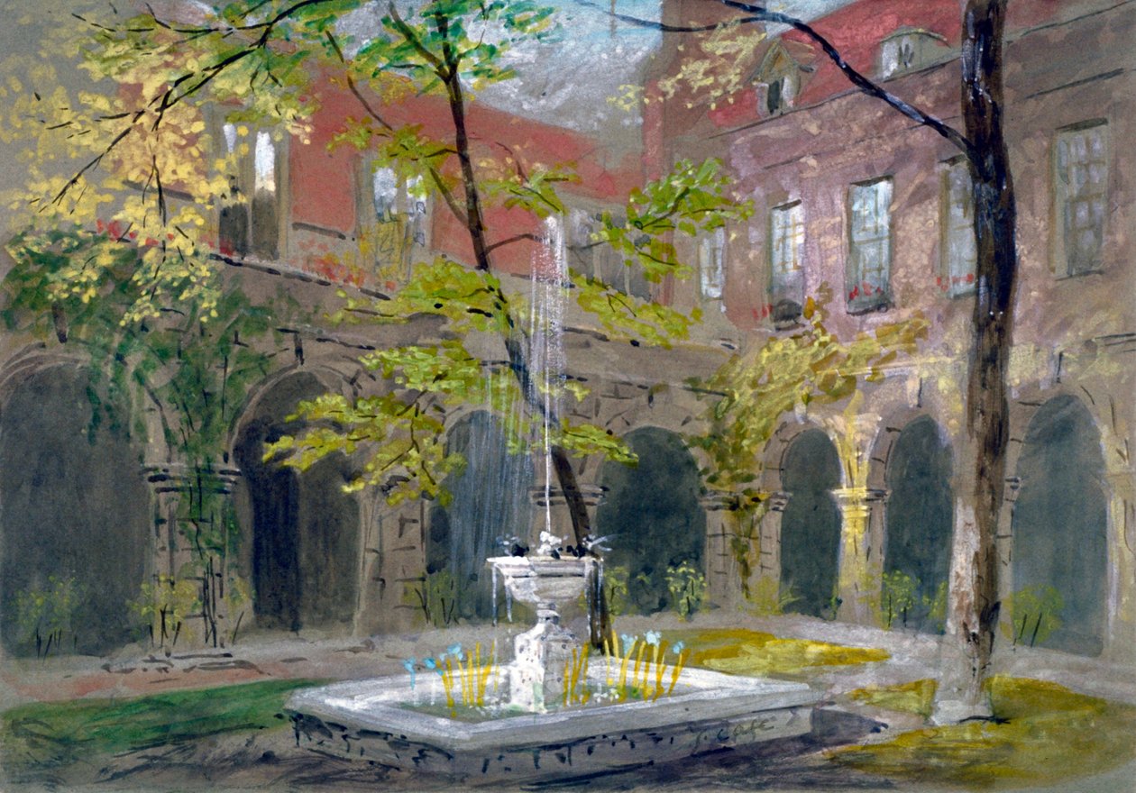 Vista do Pequeno Claustro na Abadia de Westminster, Londres, c1858. de Thomas Cafe