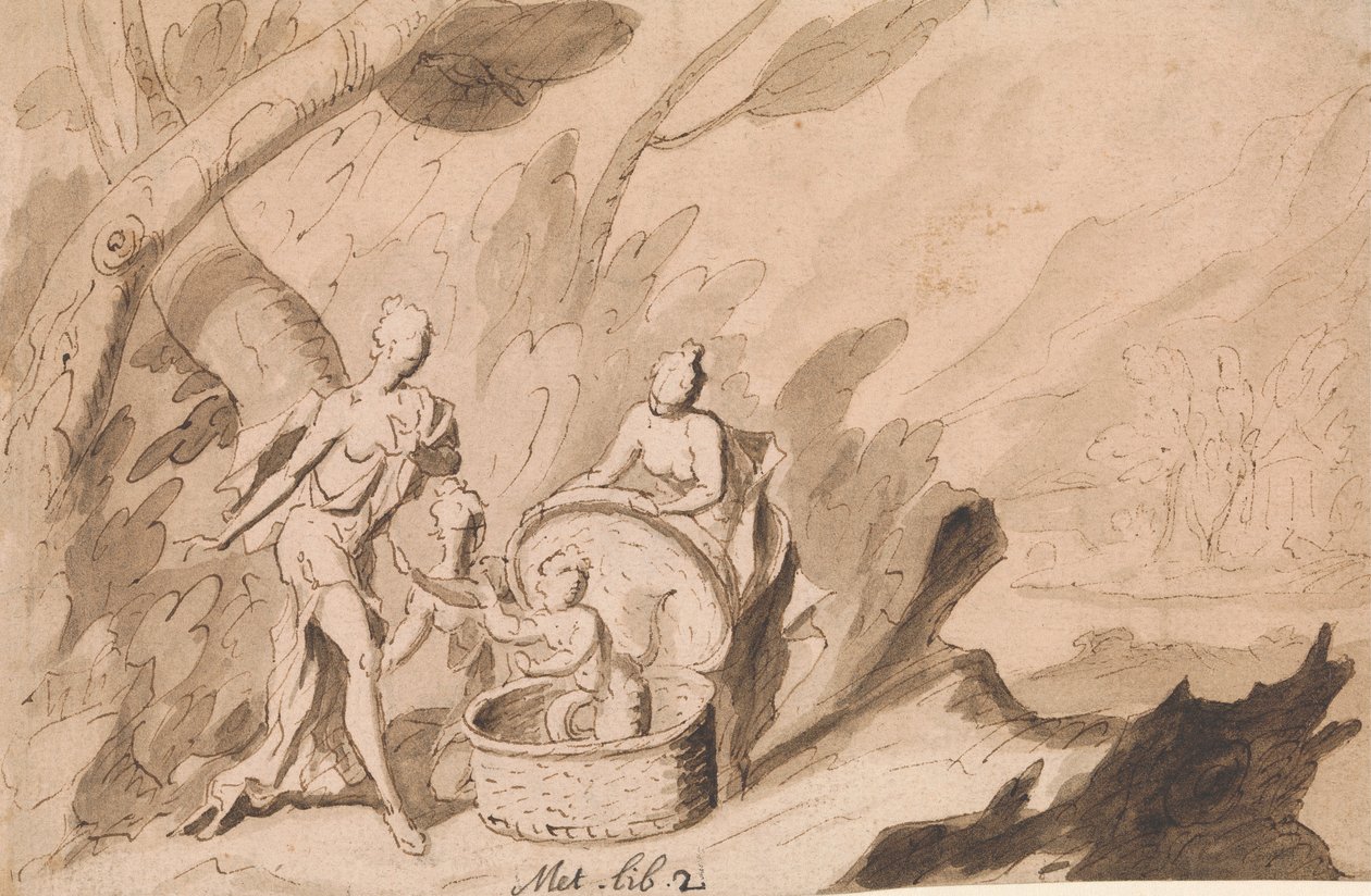 As Filhas de Cecrops descobrem Ericthonius: Ovid, Metamorfoses, Livro 2 de Thomas Carwitham