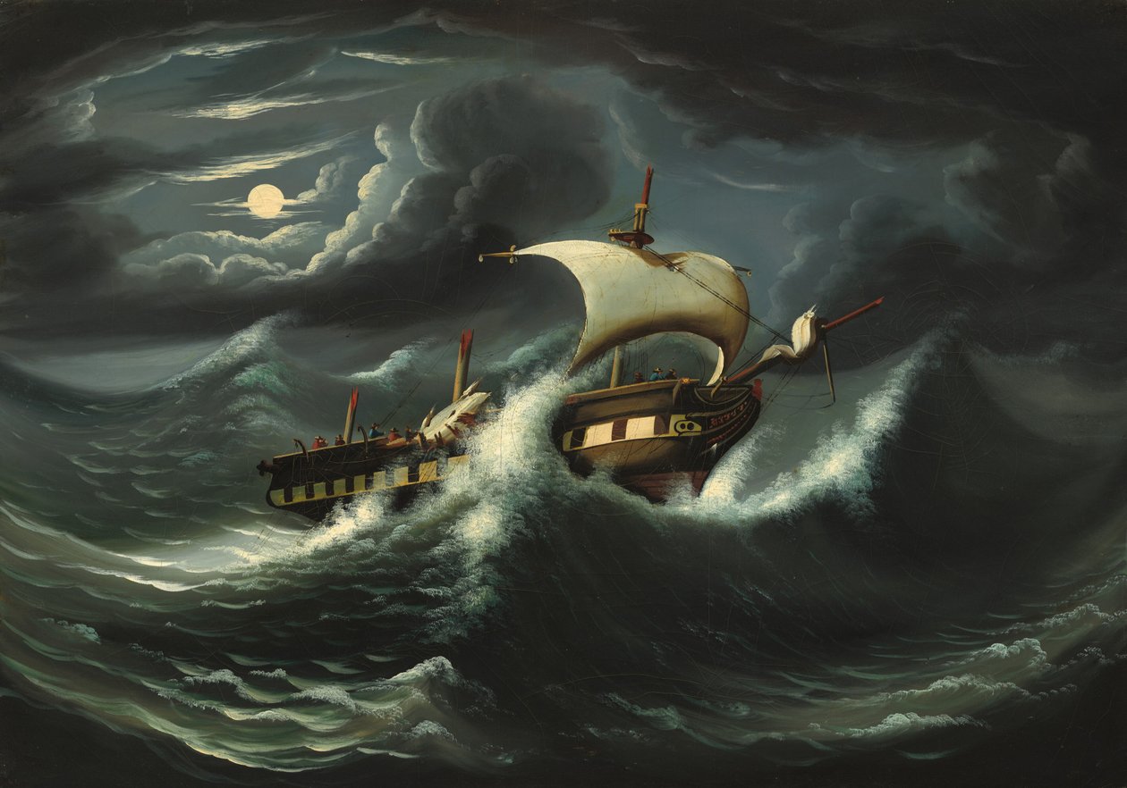 Fragata Atirada pela Tempestade, meados do século XIX. de Thomas Chambers