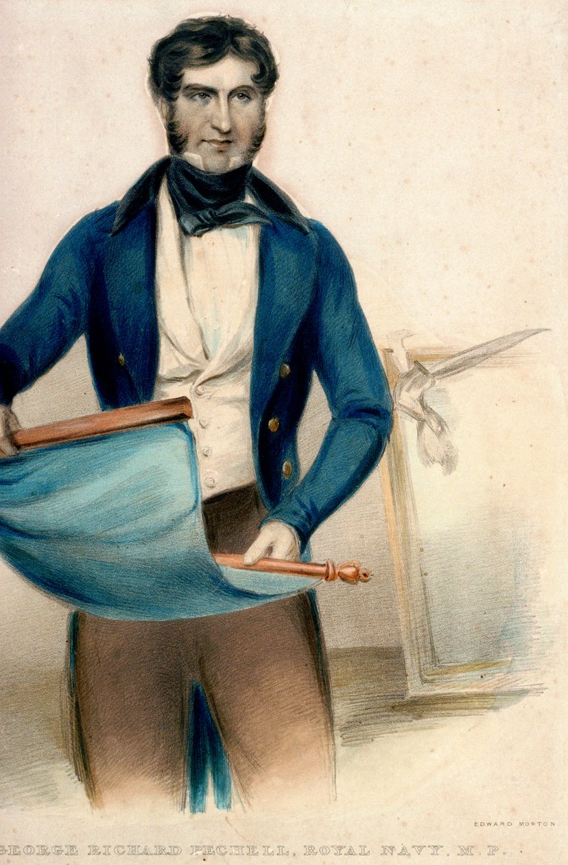 Capitão George Richard Pechell, Marinha Real, M.P. (litografia a cores) de Thomas Charles (after) Wageman