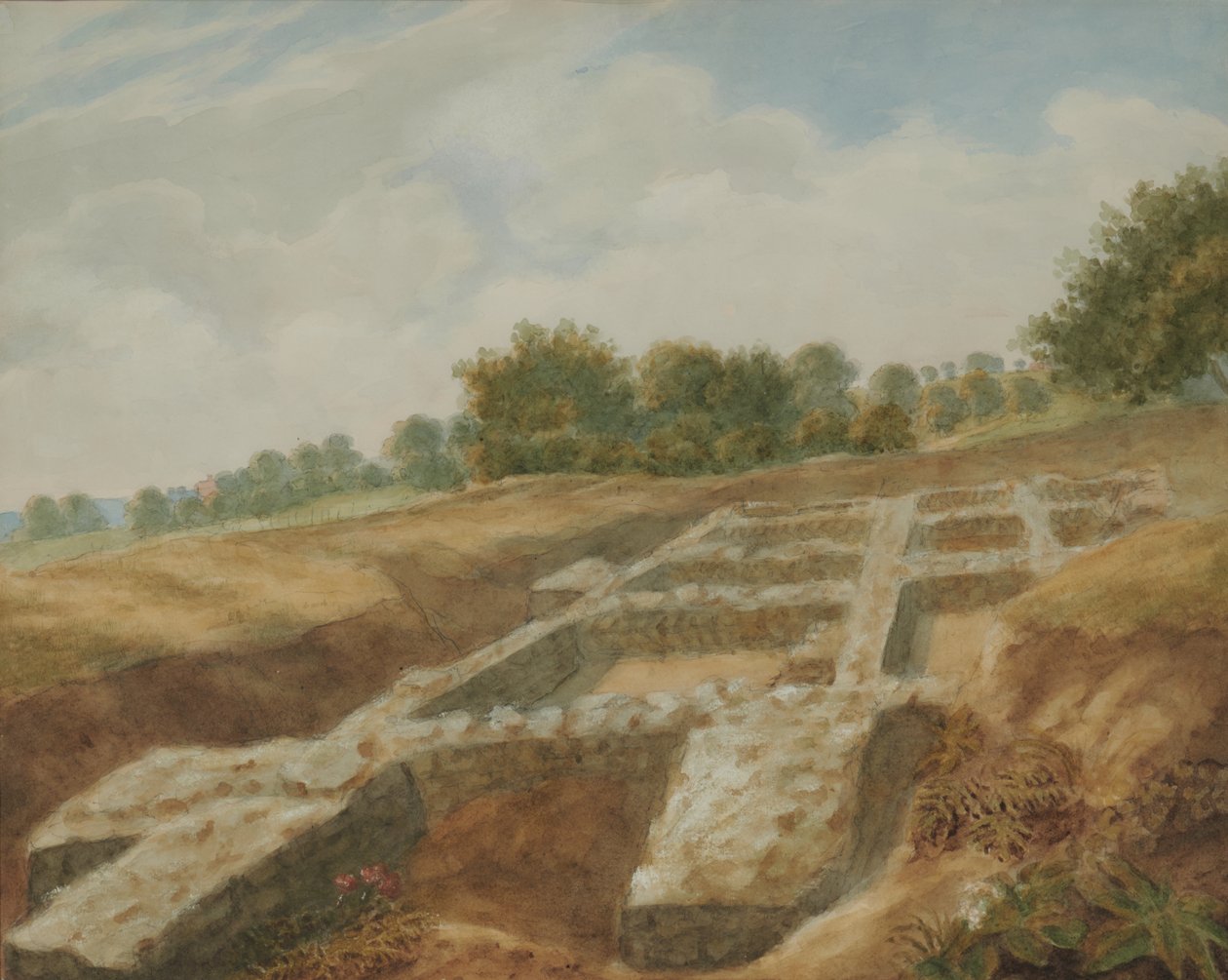 Escavação, O Monte, Villa Romana, Maidstone, Kent de Thomas Charles