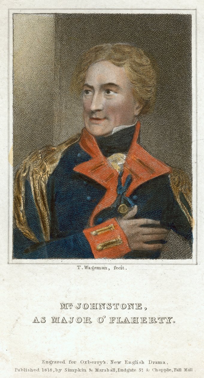 Johnstone como Major OFlaherty, 1818. de Thomas Charles Wageman