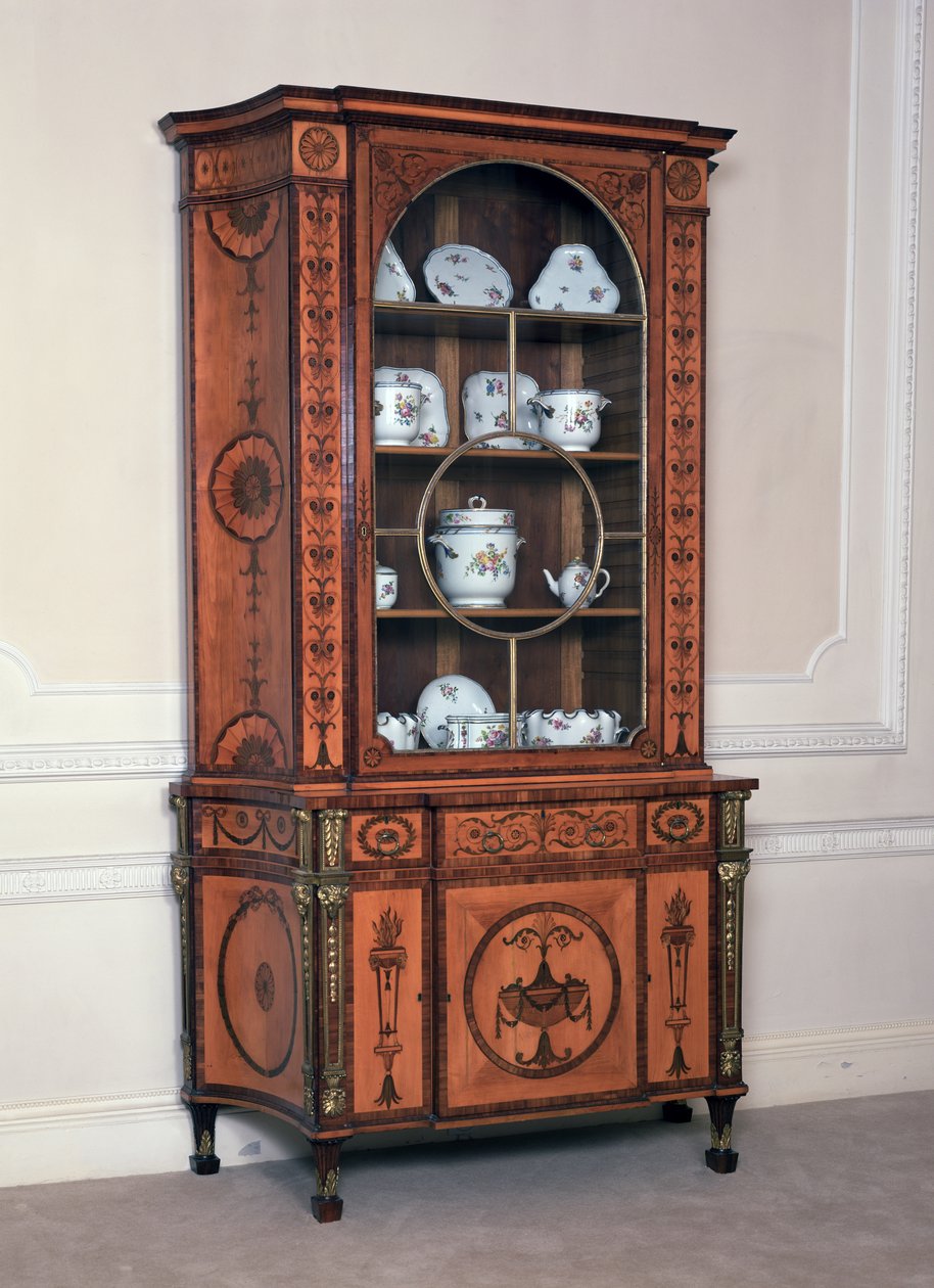 Um de um par de armários, encomendado pelo 1º Visconde de Melbourne para Melbourne House, Piccadilly (agora Albany), c.1773 (satinwood e mogno) de Thomas Chippendale