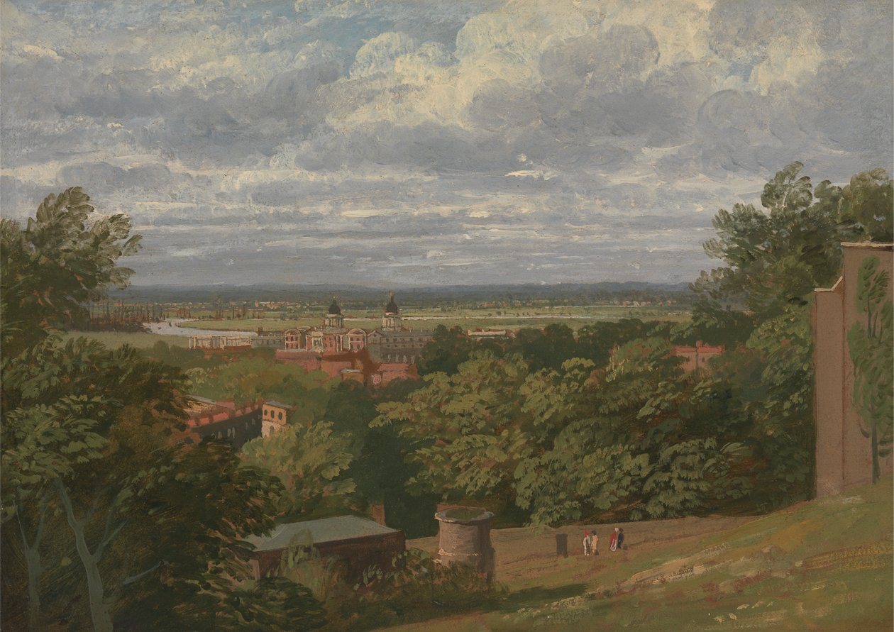 Hospital Greenwich do Observatório com vista distante de Londres de Thomas Christopher Hofland