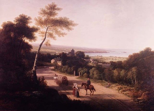 Paisagem com camponeses perto de Nápoles de Thomas Christopher Hofland