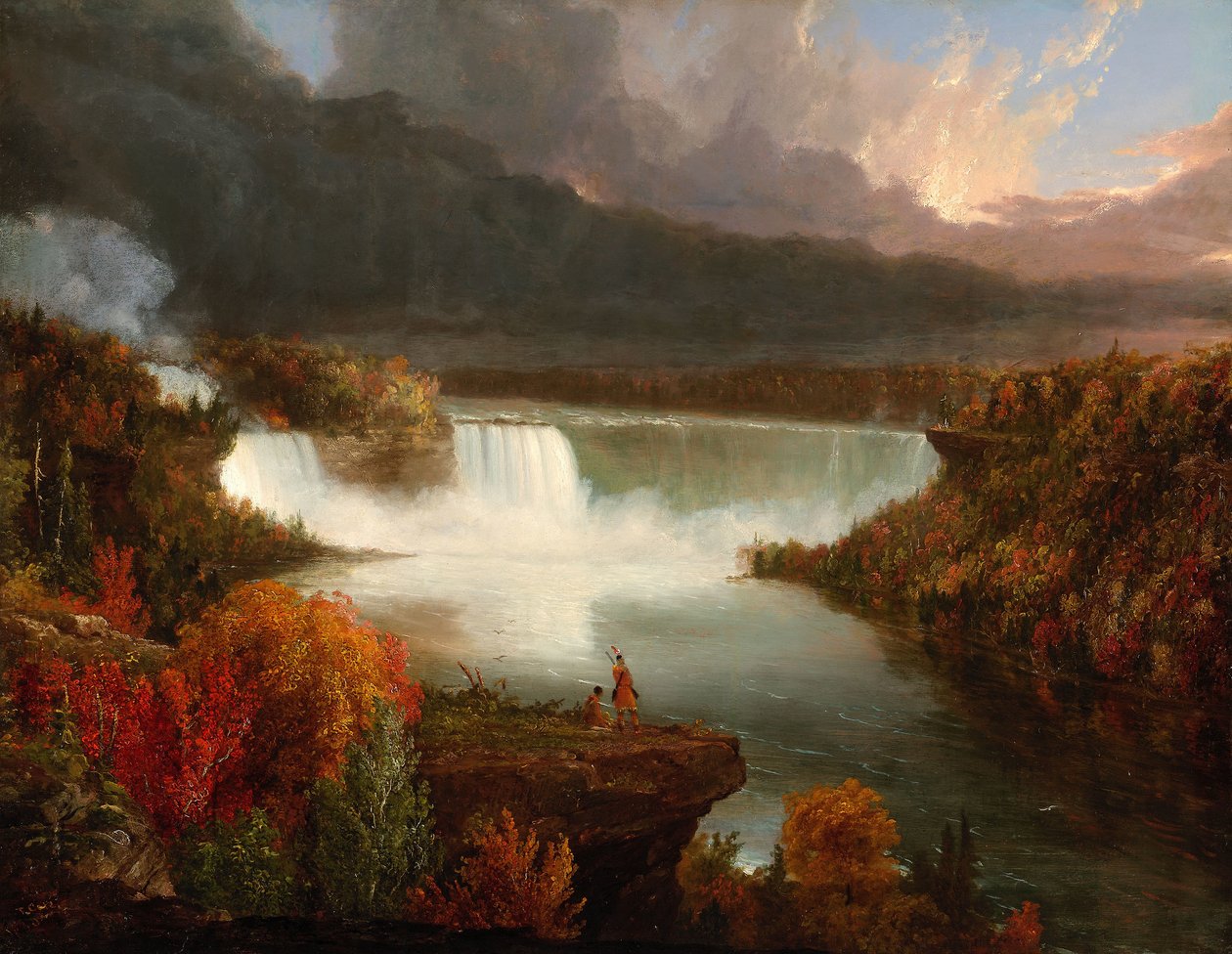Vista distante das Cataratas do Niágara de Thomas Cole