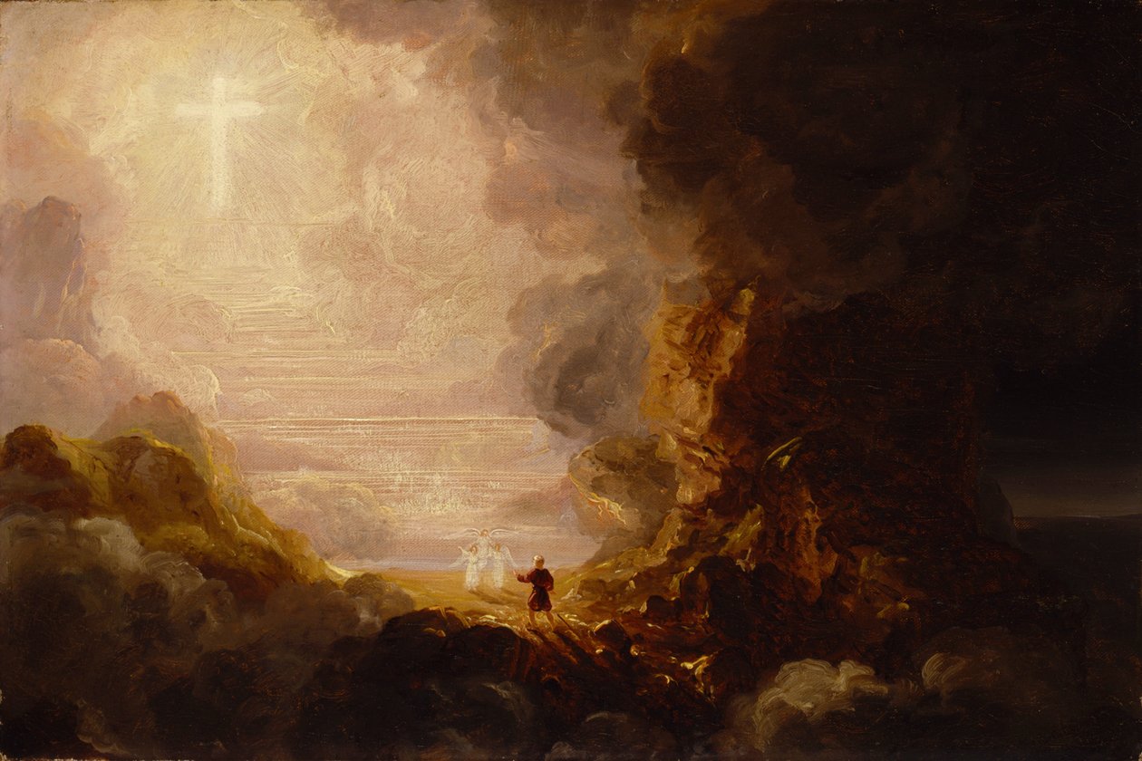 O peregrino da cruz no fim da sua viagem (estudo para a série "A Cruz e o Mundo") de Thomas Cole