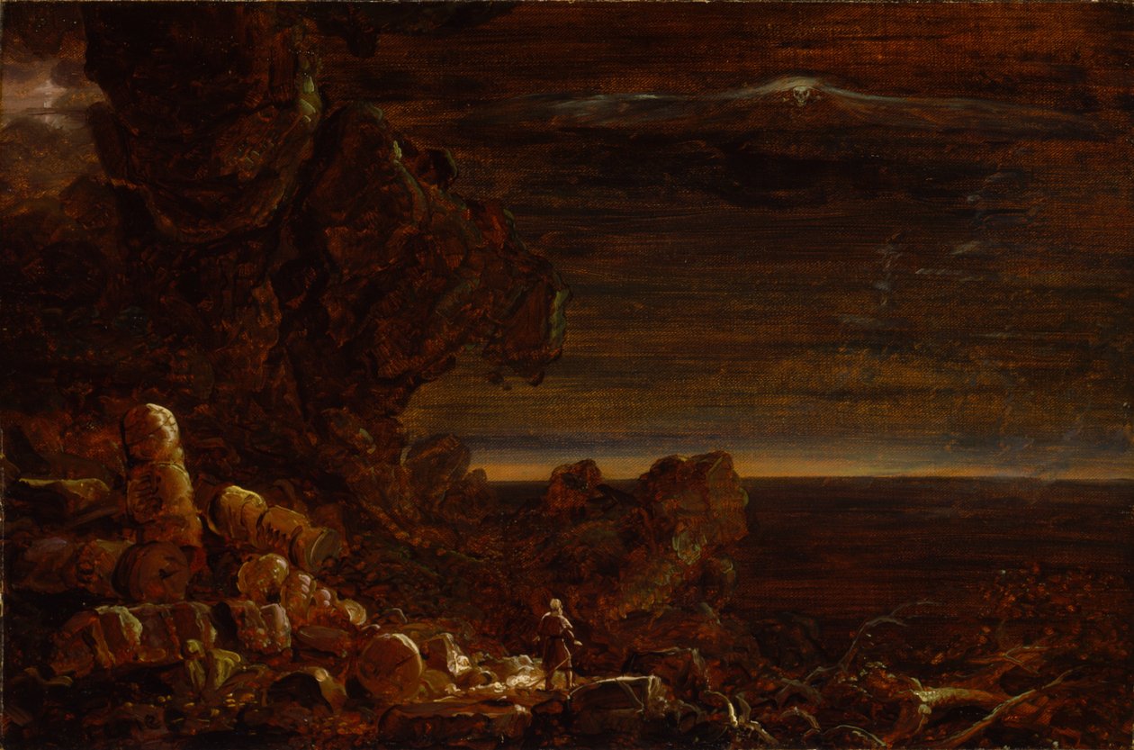 O peregrino do mundo no fim da sua viagem (estudo para a série A cruz e o mundo) de Thomas Cole