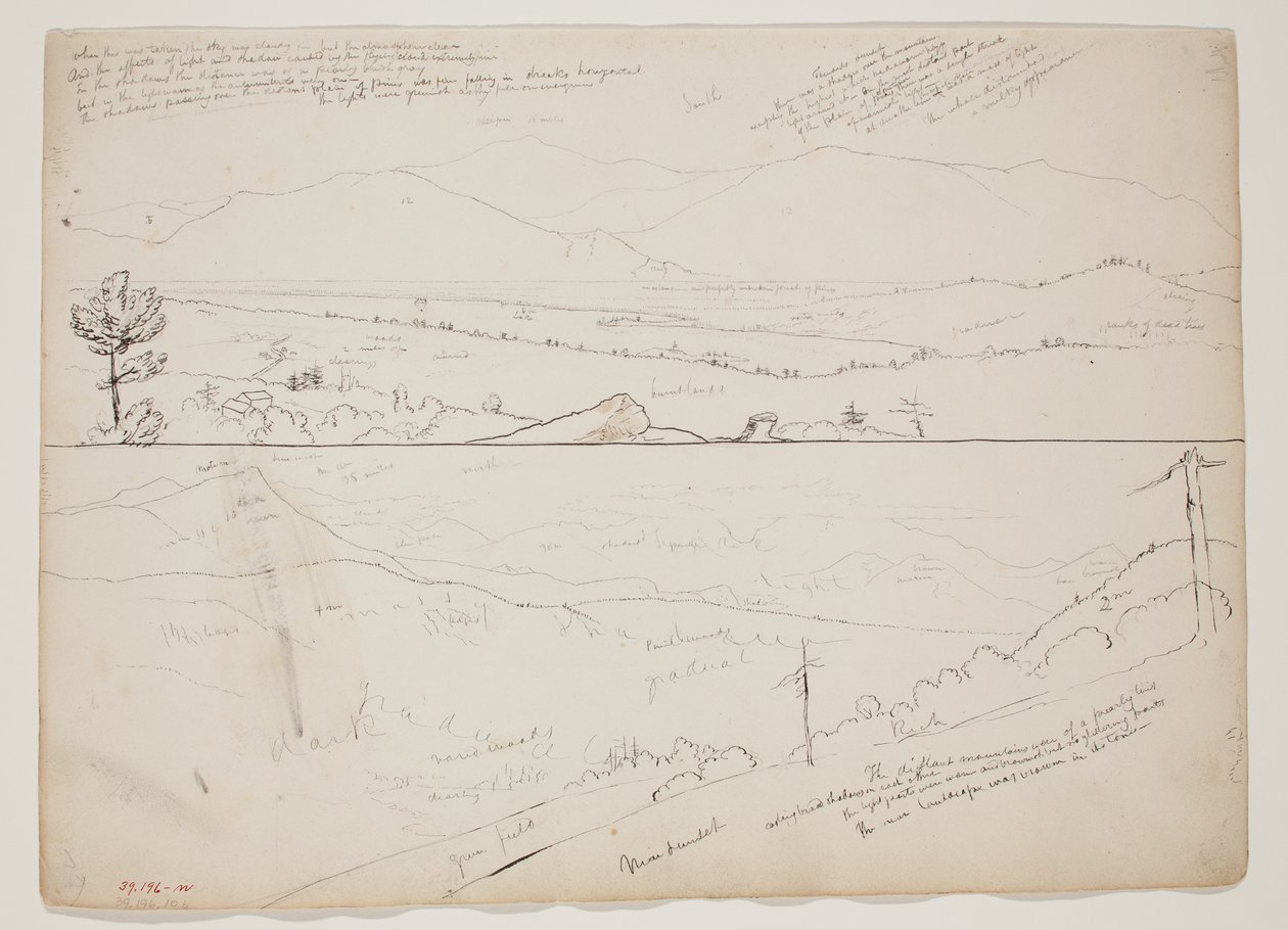 Vista para as montanhas Ossipee; vista com montanhas distantes de Thomas Cole