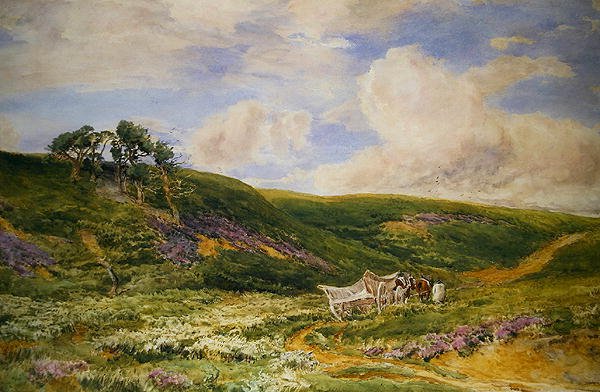 Paisagem com Carrinho (aguarela sobre papel) de Thomas Collier