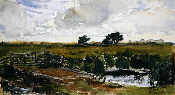 Prado perto de Arundel (aguarela sobre papel) de Thomas Collier