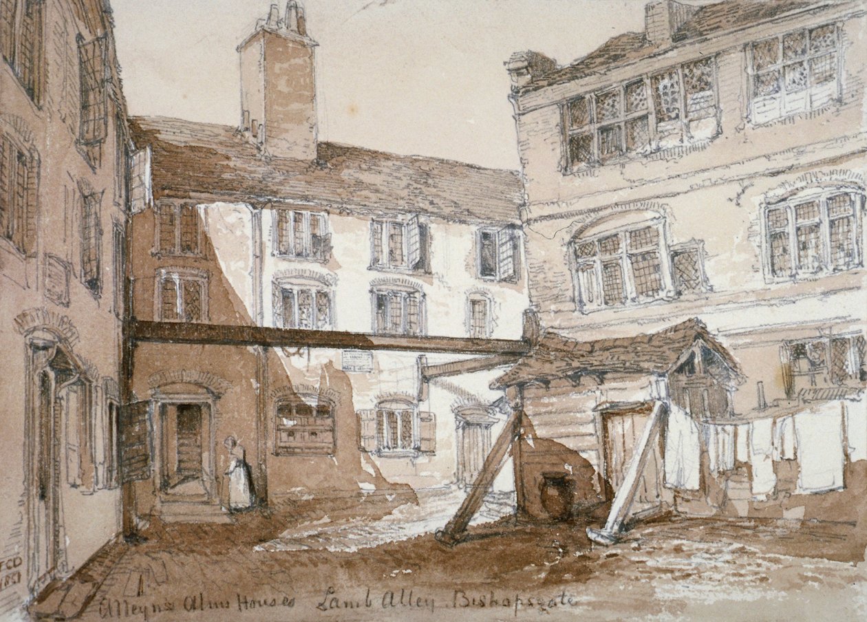 Almshouses de Alleyn, Gingerbread Court, Lamb Alley, City of London, 1851. de Thomas Colman Dibdin