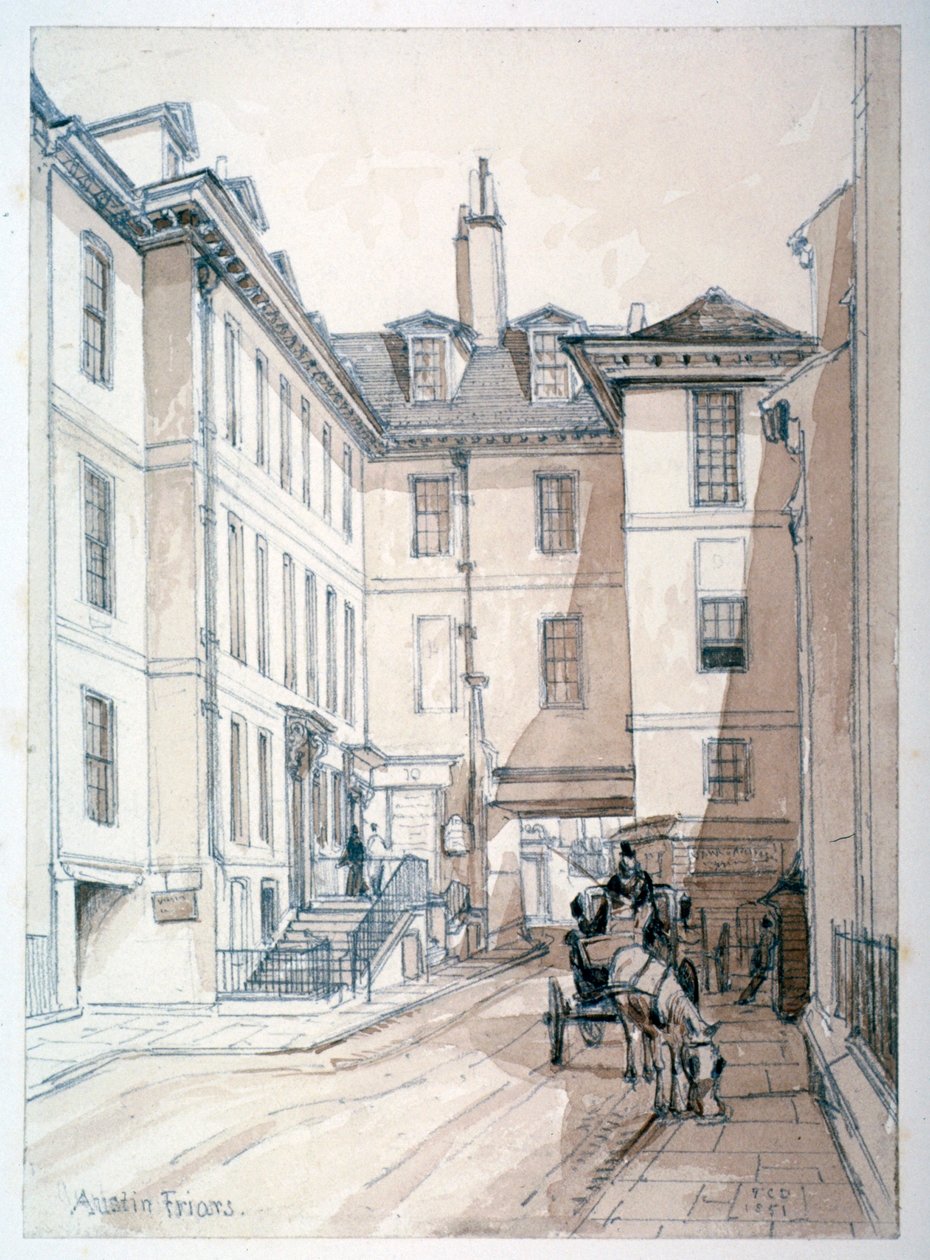 Austin Friars Street, Cidade de Londres, 1851. de Thomas Colman Dibdin