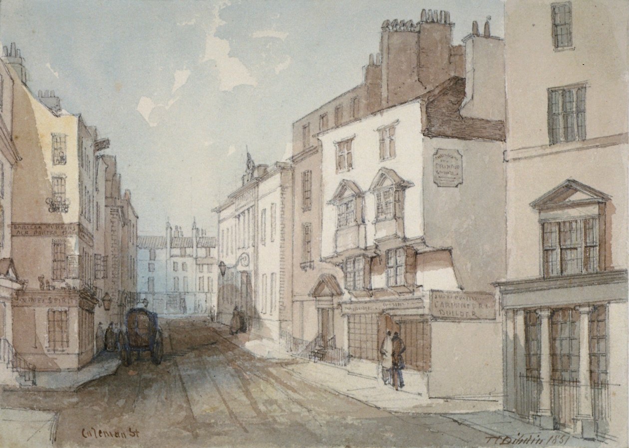 Coleman Street, Cidade de Londres, 1851. de Thomas Colman Dibdin