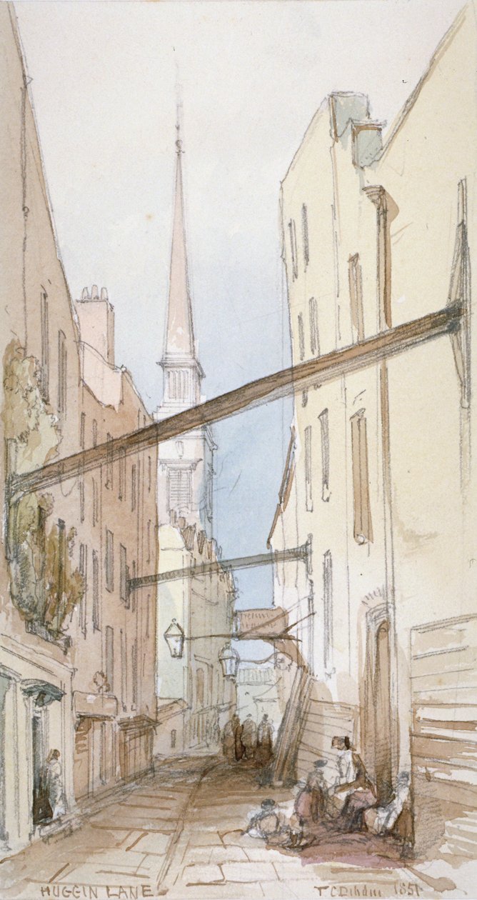 Huggin Lane, Cidade de Londres, 1851 de Thomas Colman Dibdin