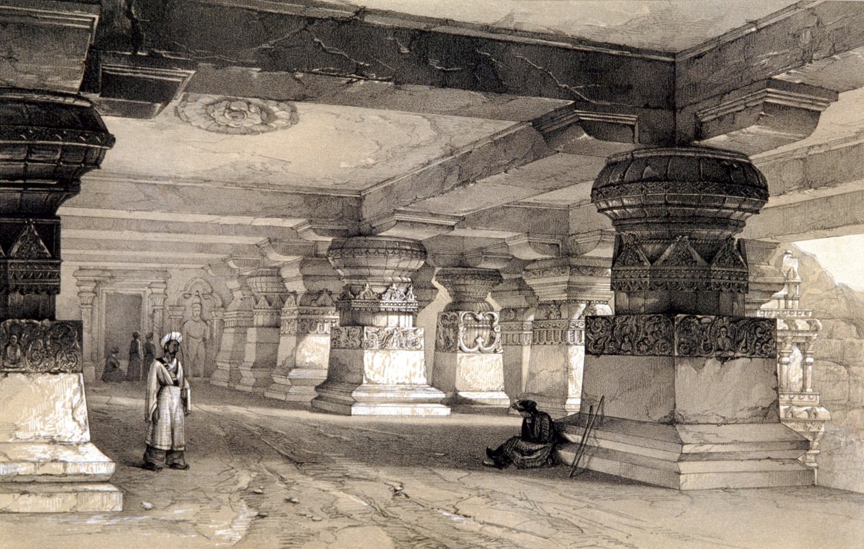 Interior de Lanka, Ellora, Índia, 1845 de Thomas Colman Dibdin