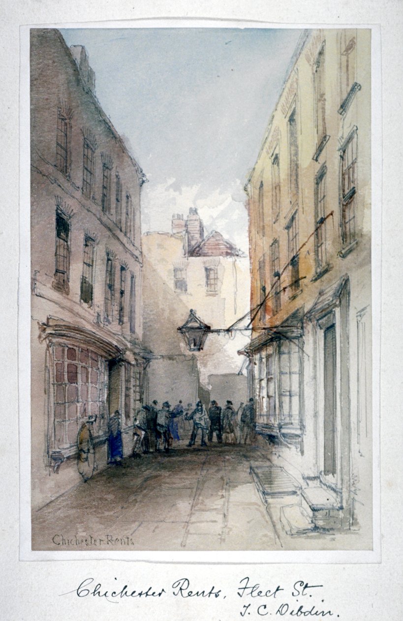 Vista em Chichester Rents, Fleet Street, City of London, c1850. de Thomas Colman Dibdin