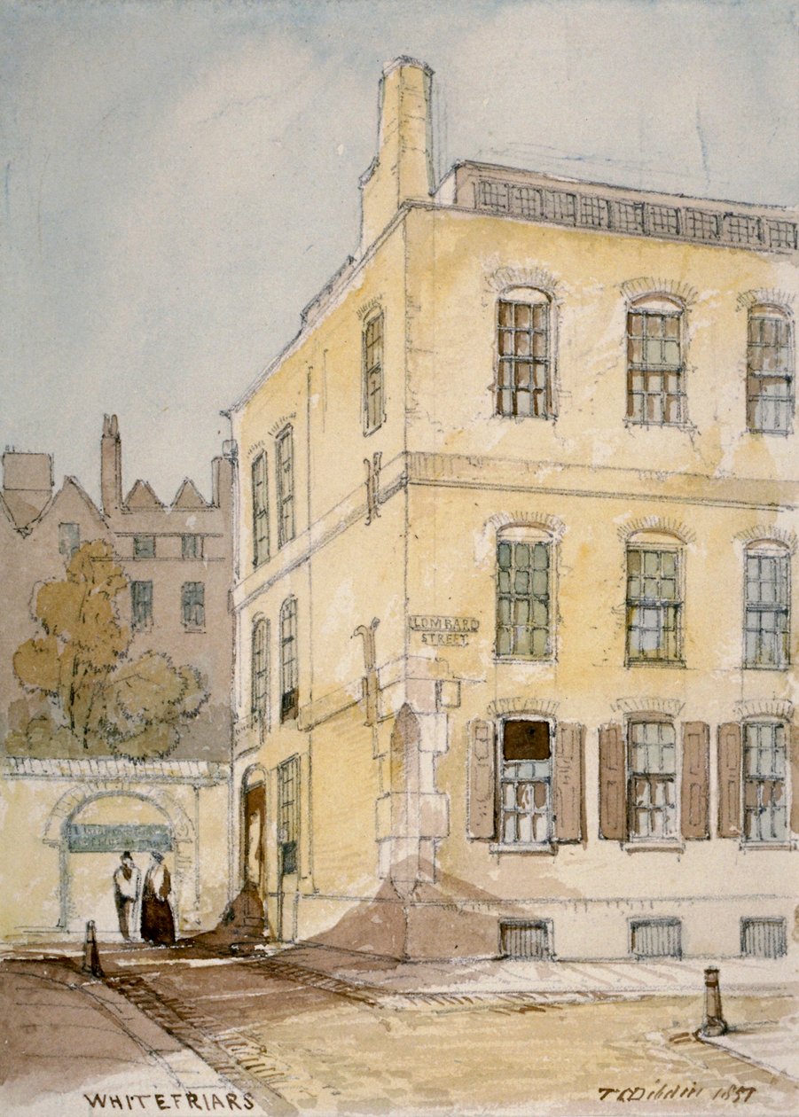 Vista de Whitefriars mostrando a esquina da Lombard Street, City of London, 1851. de Thomas Colman Dibdin