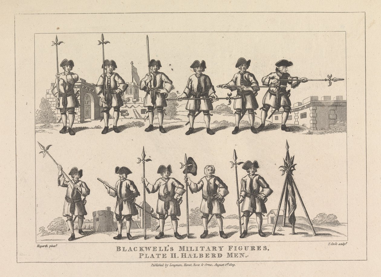 Figuras Militares de Blackwell, Placa II, Homens Halberd de Thomas Cook