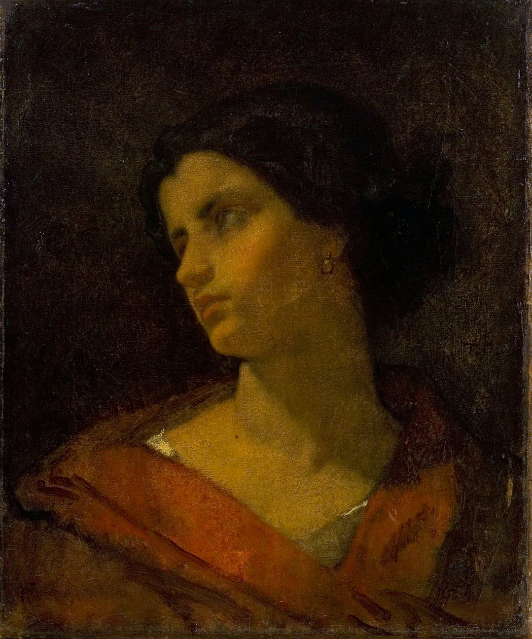 Cabeça de mulher, estudo de Thomas Couture