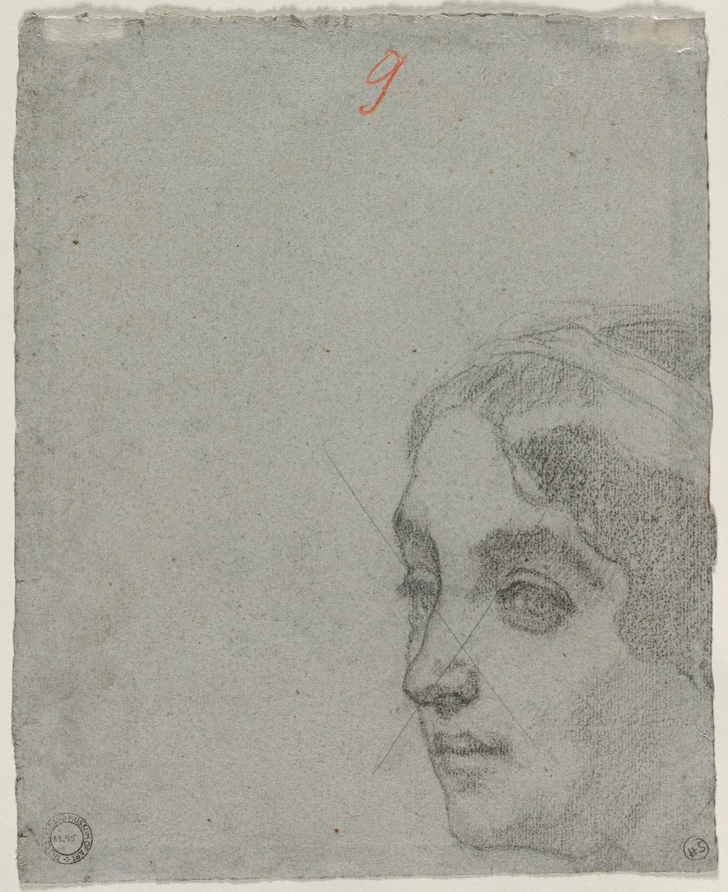 Cabeça de uma mulher verso, c. 1857 de Thomas Couture