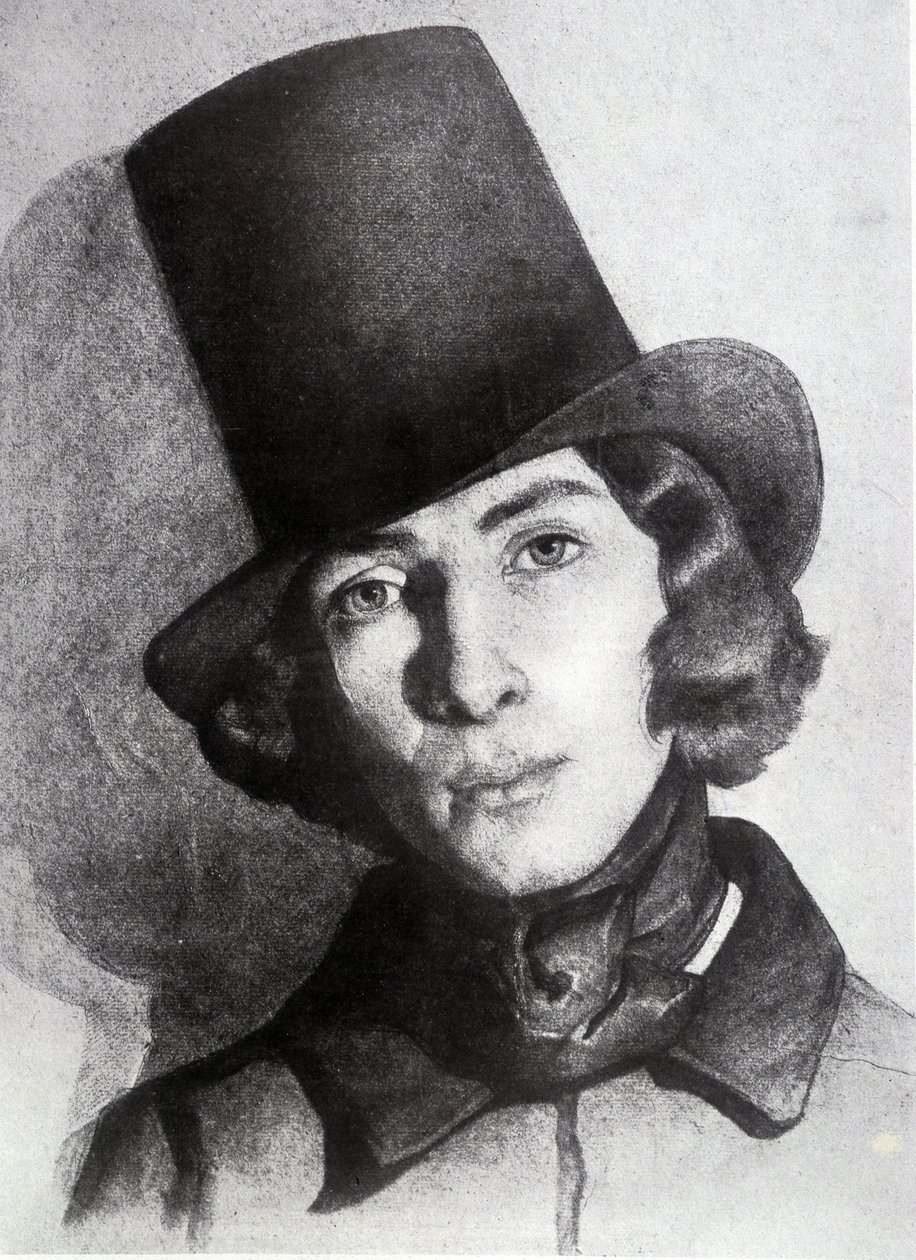 Retrato de Maurice Sand (1823-1889), filho de George Sand, 21 anos - Desenho sem data por Thomas Couture (1815-1879) - este desenho foi durante muito tempo considerado como sendo o da sua mãe George Sand de Thomas Couture
