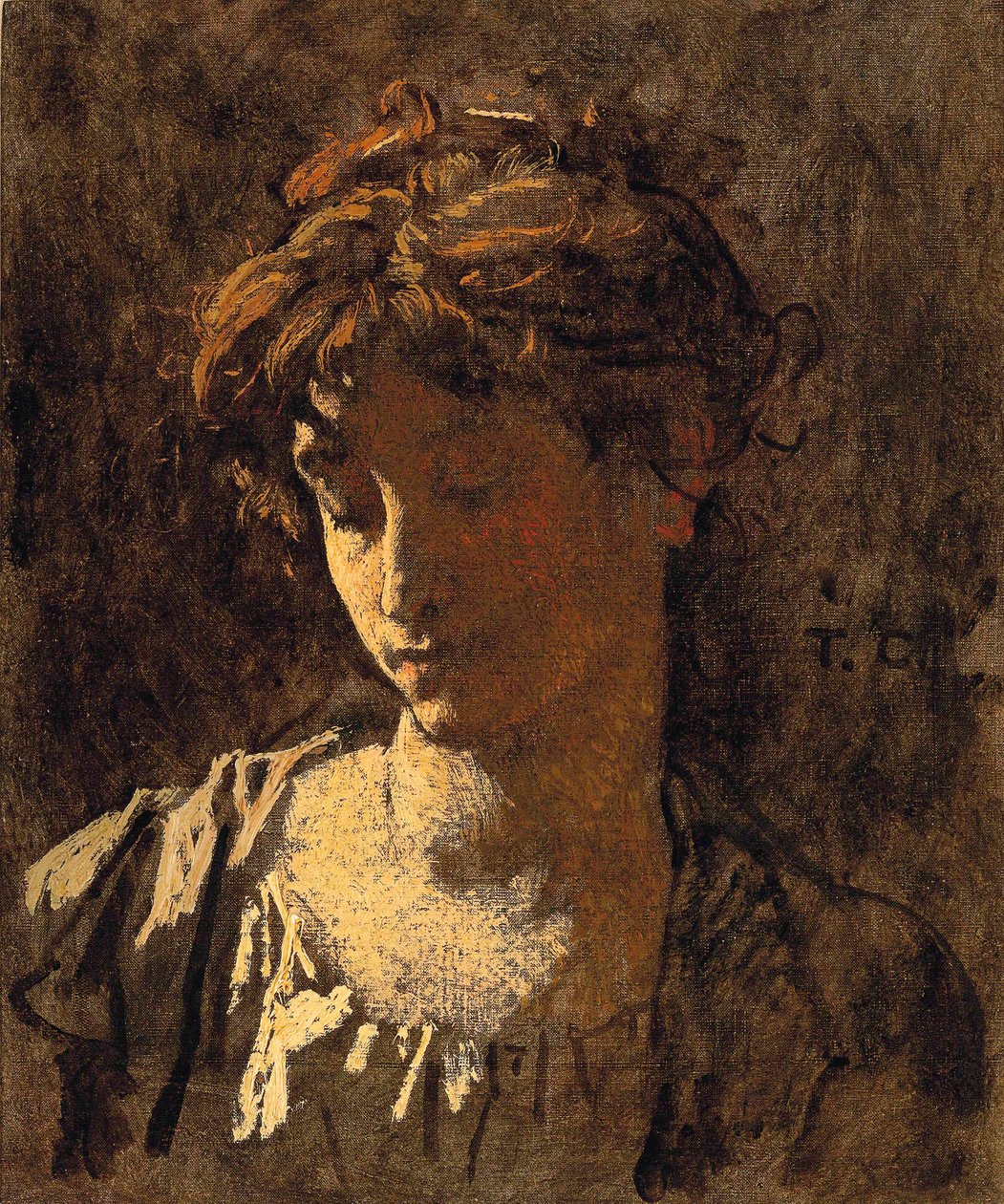 Retrato de uma mulher (óleo sobre tela) de Thomas Couture