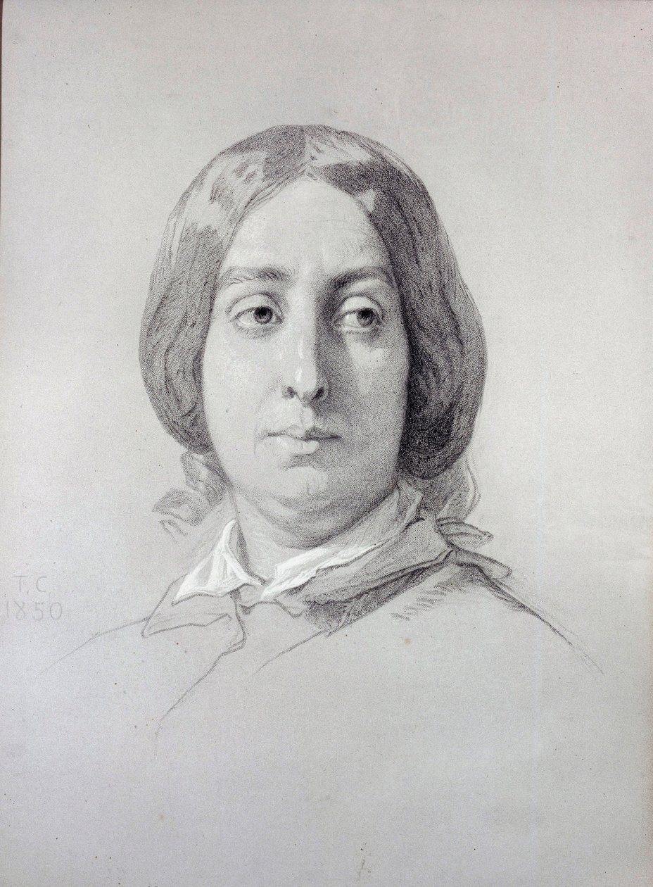 Retrato da Mulher de Letras George Sand (1804-1876) Aurore Dupin, Baronne Dudevant Desenho de Thomas Couture (1815-1879) 1844 Paris, Musee de la Vie Romantique de Thomas Couture