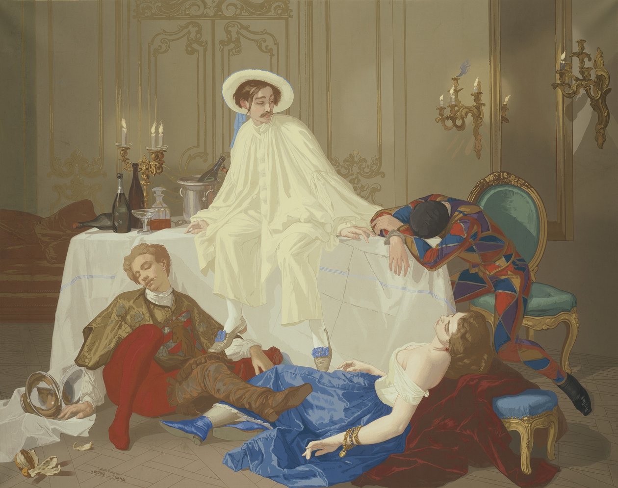 A Ceia após o baile de máscaras, c.1855 de Thomas Couture
