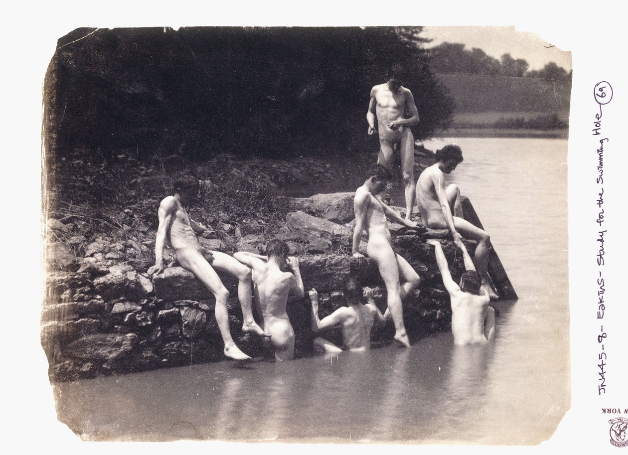Estudo para a pintura "The Swimming Hole", c. 1883 de Thomas Cowperthwait Eakins