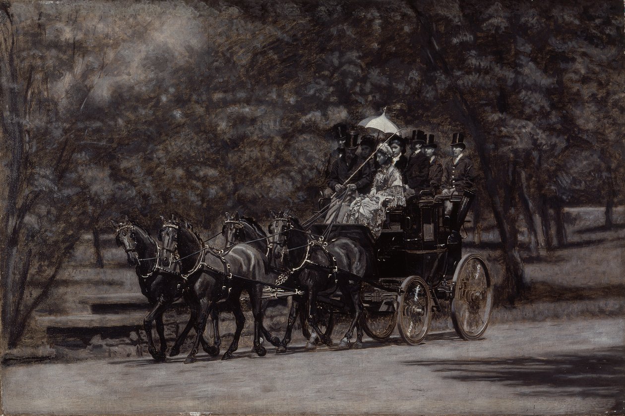The Fairman Rogers Four-In-Hand (Uma manhã de maio no Parque) 1899 (óleo sobre tela) de Thomas Cowperthwait Eakins