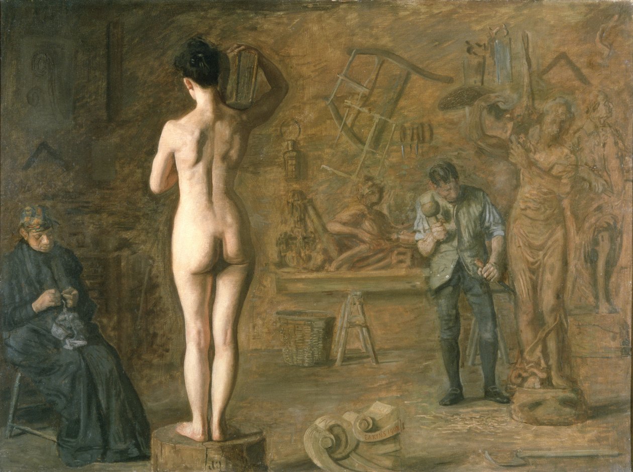 William Rush (1756-1833) esculpindo sua Figura Alegórica do Rio Schuylkill de Thomas Cowperthwait Eakins