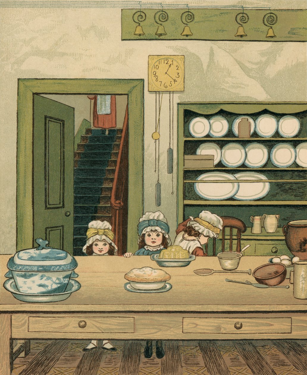 Vida em casa: As crianças na cozinha do andar de baixo de Thomas Crane