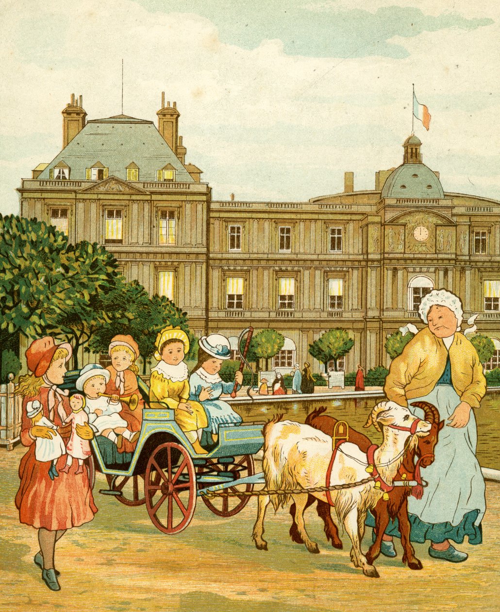 Jardins do Luxemburgo, passeio de cabra para crianças. de Thomas Crane