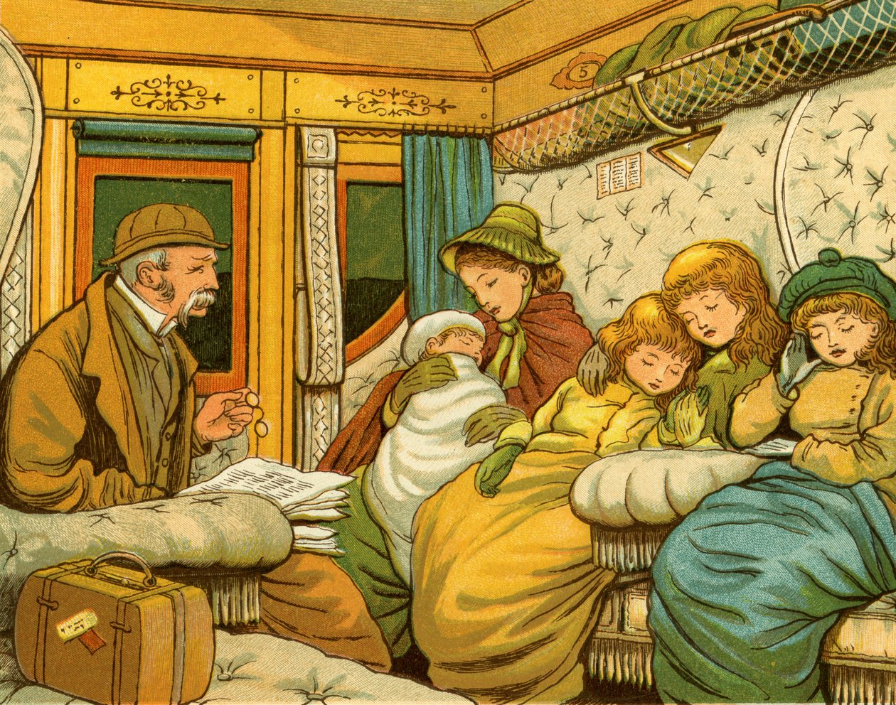Viagem de trem em 1880 de Paris a Calais à noite. de Thomas Crane