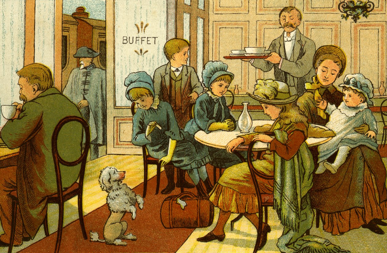 Feriados vitorianos - refrescos no buffet de Thomas Crane