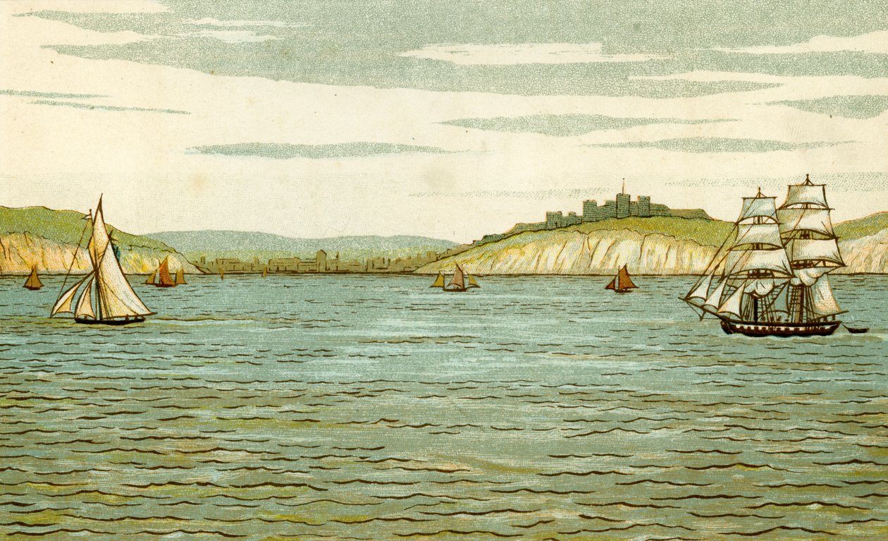 Falésias brancas de Dover vistas de uma travessia do Canal de Thomas Crane