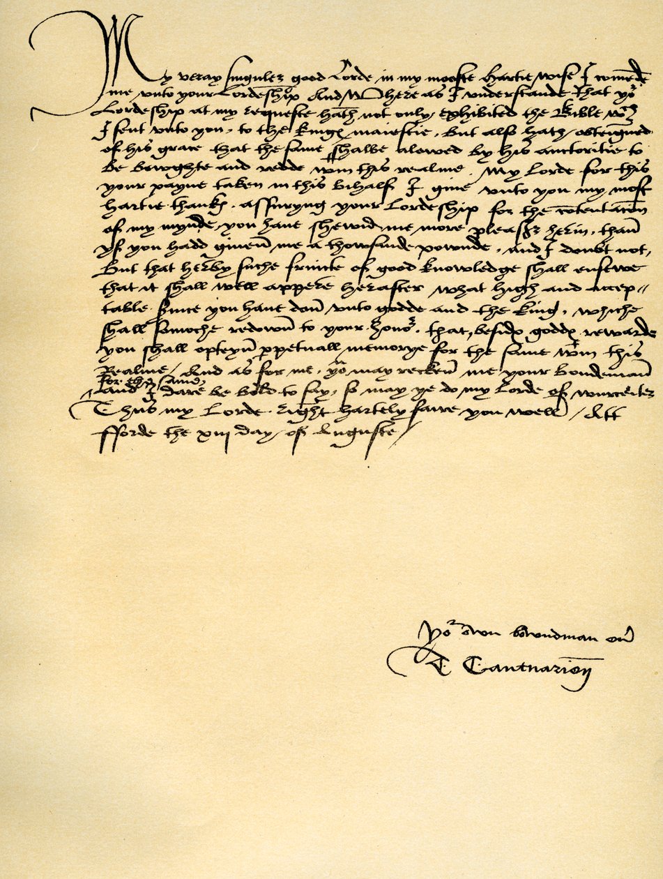 Carta de Thomas Cranmer a Thomas Cromwell, Ford, 13 de agosto de 1537 de Thomas Cranmer