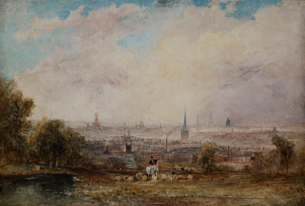 Uma visão distante de Birmingham, 1825-1830 de Thomas Creswick