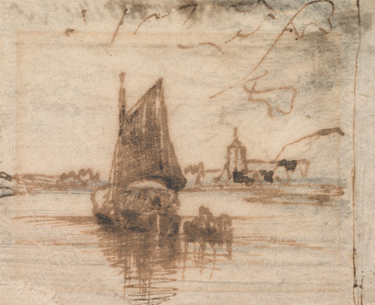 Um Barco à Vela Acalmado de Thomas Creswick