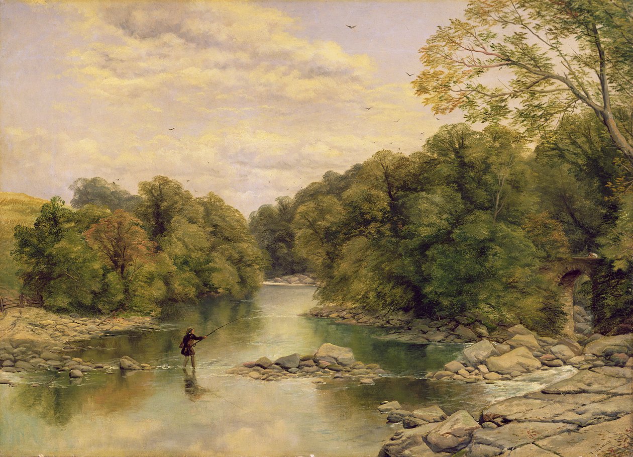O rio Tees em Rokeby, Yorkshire, c.1860 (óleo sobre tela) de Thomas Creswick