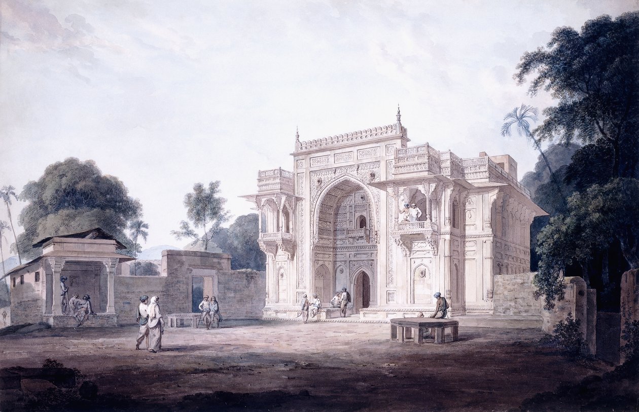 Um portão que leva a uma mesquita, Chunargarh, Uttar Pradesh, c. 1789-90 de Thomas Daniell