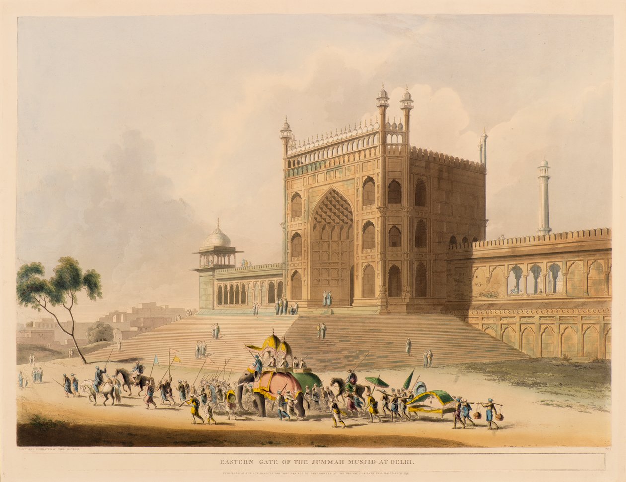 Porta Leste do Jummah Musjid, Delhi de Thomas Daniell