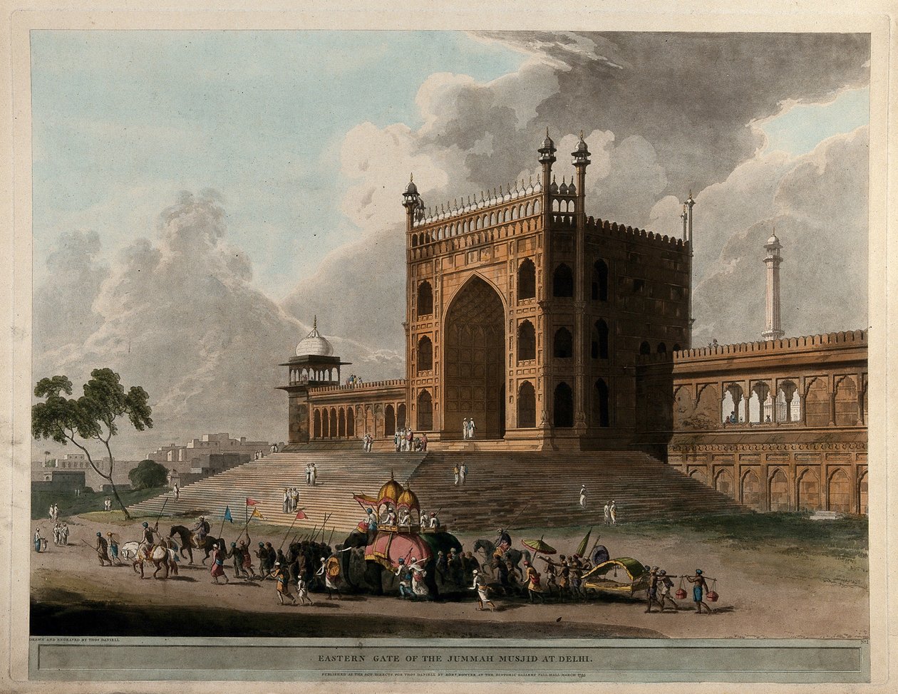 Porta oriental do Jummah Musjid em Deli de Thomas Daniell