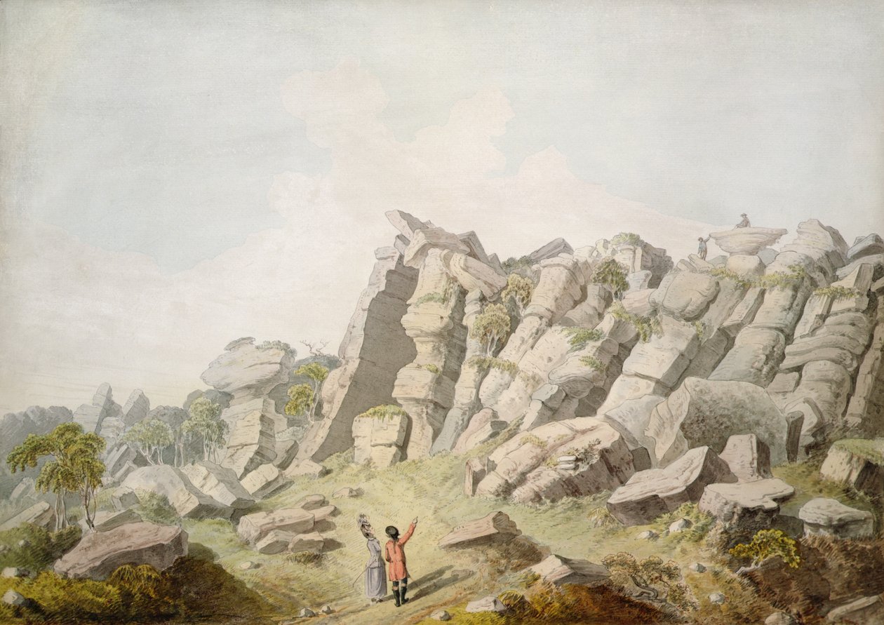 Números em Brimham Crags (aguarela sobre papel) de Thomas Daniell