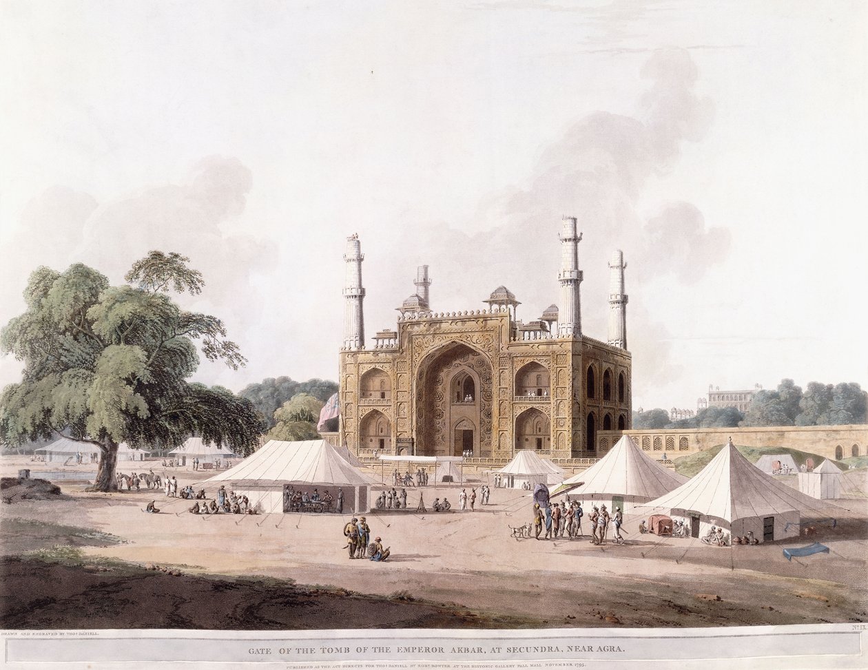 Portão da tumba do imperador Akbar de Thomas Daniell