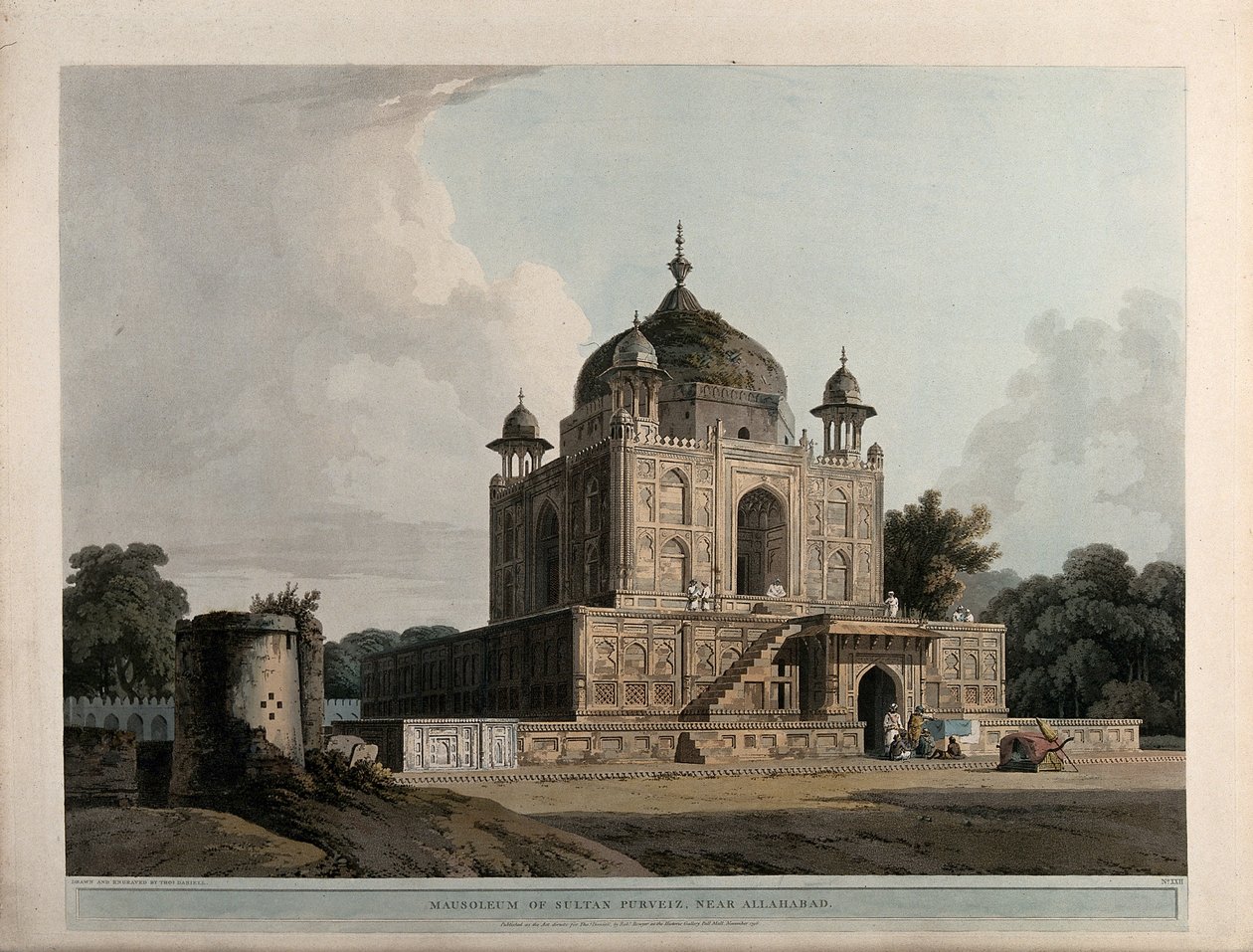 Musoléu do Sultão Purveiz, perto de Allahabad de Thomas Daniell