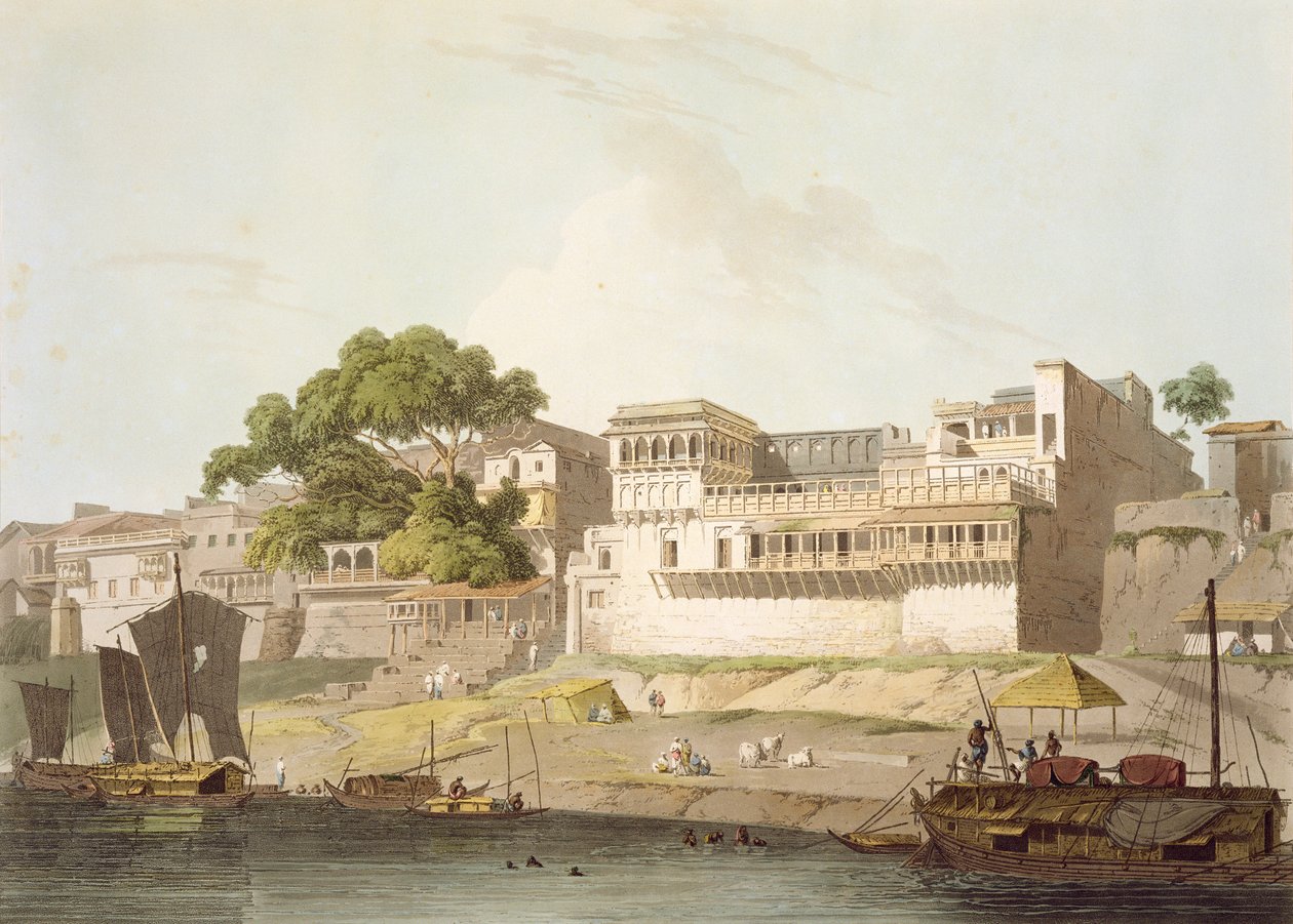 Parte da cidade de Patna, no rio Ganges, de "Cenário Oriental: Vinte e quatro vistas em Hindoostan", 1795 de Thomas Daniell