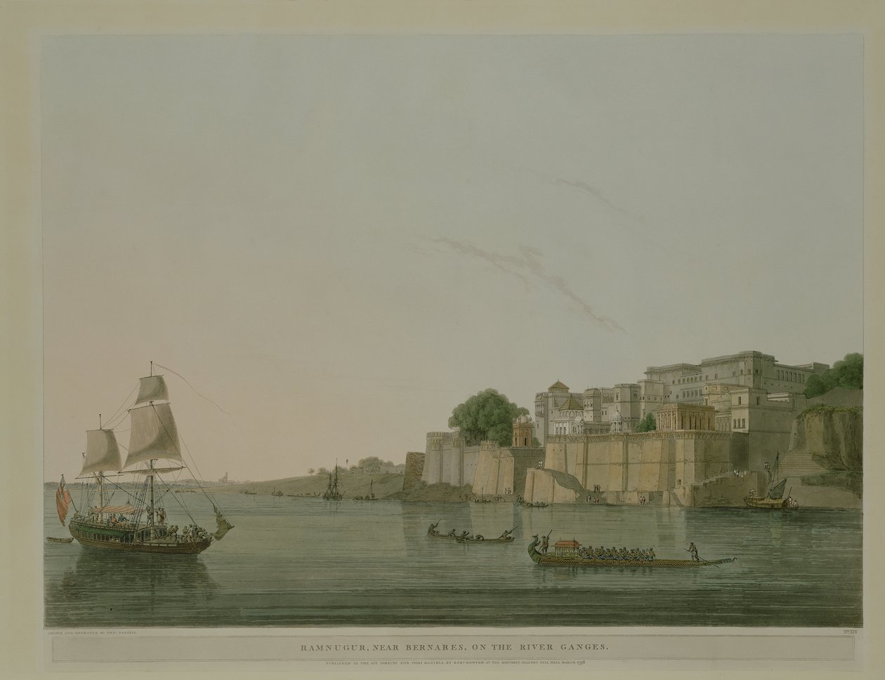 Ramnurgur, perto de Benares, no rio Ganges, 1796 de Thomas Daniell
